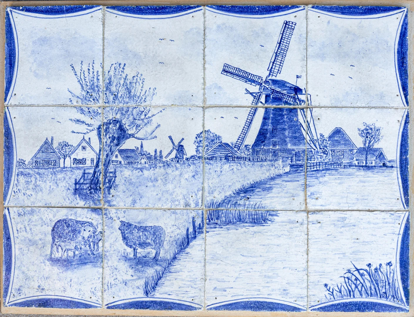 Authentiek tegeltableau met landschap